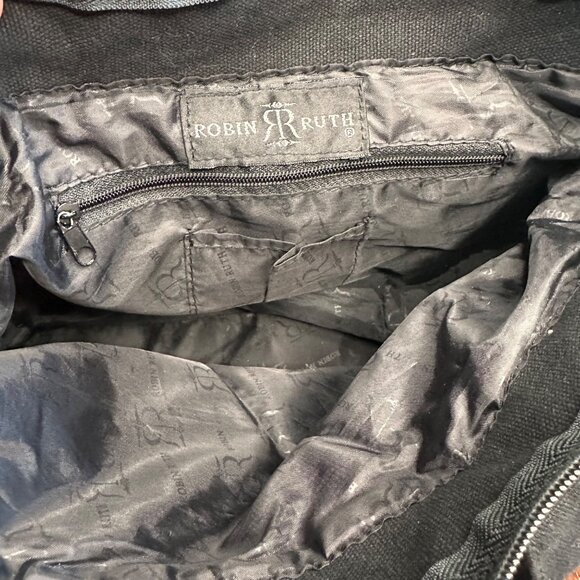 Robin Ruth Paris Canvas Black Travel Shoulder Bag - Picture 9 of 10